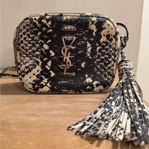 Yves Saint Laurent Black and Cream Snakeskin Mini Bag